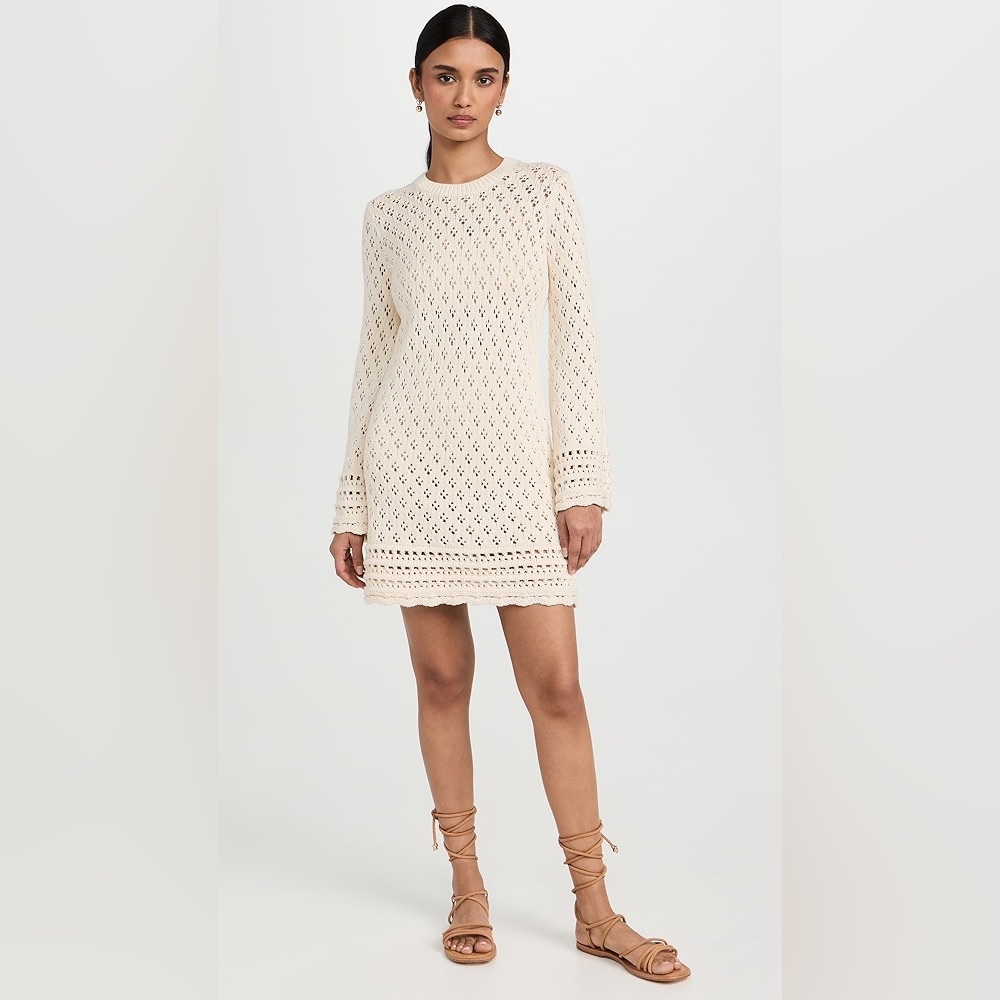 NWT Frame Cream Long Sleeve Crochet Dress